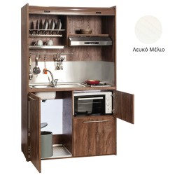 Πολυκουζίνα mini kitchen 125cm με φουρνάκι χωρίς ψυγείο απόχρωση λευκή για ξενώνες & γραφεία
