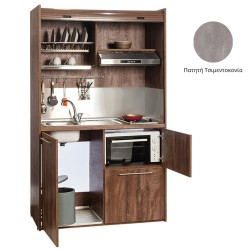 Πολυκουζίνα mini kitchen 125cm με φουρνάκι χωρίς ψυγείο απόχρωση πατητή τσιμεντοκονία για ξενώνες & γραφεία