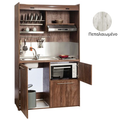 Πολυκουζίνα mini kitchen 125cm με φουρνάκι χωρίς ψυγείο απόχρωση πεπαλαιωμένου για ξενώνες & γραφεία Πολυκουζίνα mini kitchen 125cm με φουρνάκι χωρίς ψυγείο απόχρωση πεπαλαιωμένου για ξενώνες & γραφεία