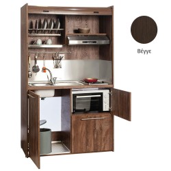 Πολυκουζίνα mini kitchen 125cm με φουρνάκι χωρίς ψυγείο απόχρωση βέγγε για ξενώνες, γραφεία & studio