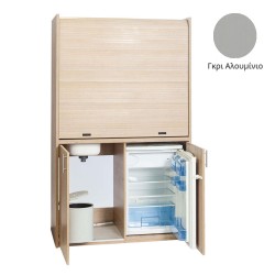 Πολυκουζίνα mini kitchen 125cm απόχρωση γκρι με αριστερή γούρνα για ξενώνες, γραφεία & φοιτητικά studio