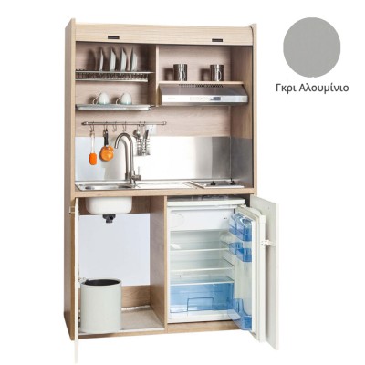 Πολυκουζίνα mini kitchen 125cm απόχρωση γκρι με αριστερή γούρνα για ξενώνες, γραφεία & φοιτητικά studio Πολυκουζίνα mini kitchen 125cm απόχρωση γκρι με αριστερή γούρνα για ξενώνες, γραφεία & φοιτητικά studio