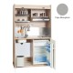 Πολυκουζίνα mini kitchen 125cm απόχρωση γκρι με αριστερή γούρνα για ξενώνες, γραφεία & φοιτητικά studio