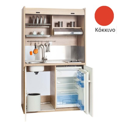 Πολυκουζίνα mini kitchen 125cm απόχρωση κόκκινη με αριστερή γούρνα για ξενώνες, γραφεία & φοιτητικά studio Πολυκουζίνα mini kitchen 125cm απόχρωση κόκκινη με αριστερή γούρνα για ξενώνες, γραφεία & φοιτητικά studio