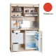 Πολυκουζίνα mini kitchen 125cm απόχρωση κόκκινη με αριστερή γούρνα για ξενώνες, γραφεία & φοιτητικά studio