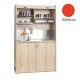 Πολυκουζίνα mini kitchen 125cm απόχρωση κόκκινη με αριστερή γούρνα για ξενώνες, γραφεία & φοιτητικά studio