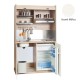 Πολυκουζίνα mini kitchen 125cm απόχρωση λευκή με αριστερή γούρνα με αριστερή γούρνα για ξενώνες, γραφεία & φοιτητικά studio