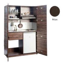 Πολυκουζίνα mini kitchen 125cm απόχρωση βεγγέ με αριστερή γούρνα και μεγάλες πόρτες για φοιτιτικά studios, γραφεία &καταλύματα Πολυκουζίνα mini kitchen 125cm απόχρωση βεγγέ με αριστερή γούρνα και μεγάλες πόρτες για φοιτιτικά studios, γραφεία &καταλύματα