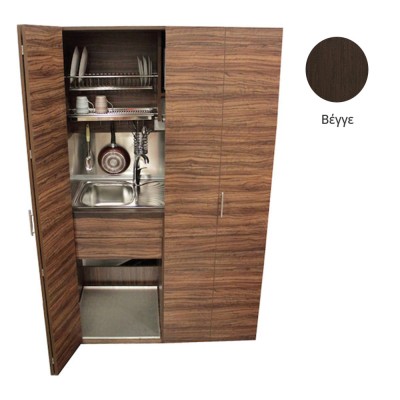Πολυκουζίνα mini kitchen 125cm απόχρωση βεγγέ με αριστερή γούρνα και μεγάλες πόρτες για φοιτιτικά studios, γραφεία &καταλύματα Πολυκουζίνα mini kitchen 125cm απόχρωση βεγγέ με αριστερή γούρνα και μεγάλες πόρτες για φοιτιτικά studios, γραφεία &καταλύματα