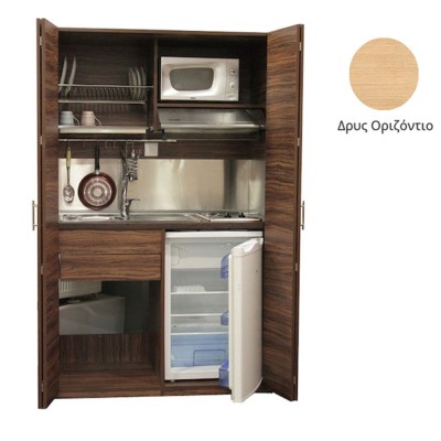 Πολυκουζίνα mini kitchen 125cm απόχρωση ξύλου δρυός οριζόντιο με αριστερή γούρνα και μεγάλες πόρτες για φοιτιτικά studios, γραφεία &καταλύματα Πολυκουζίνα mini kitchen 125cm απόχρωση ξύλου δρυός οριζόντιο με αριστερή γούρνα και μεγάλες πόρτες για φοιτιτικά studios, γραφεία &καταλύματα