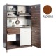 Πολυκουζίνα mini kitchen 125cm απόχρωση ξύλου κερασιάς με αριστερή γούρνα και μεγάλες πόρτες για φοιτιτικά studios, γραφεία &καταλύματα