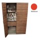 Πολυκουζίνα mini kitchen 125cm απόχρωση κόκκινη με αριστερή γούρνα και μεγάλες πόρτες για φοιτιτικά studios, γραφεία &καταλύματα