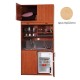 Πολυκουζίνα mini kitchen 125cm με πατάρι & αριστερή γούρνα απόχρωση δρυς για ξενώνες, γραφεία & φοιτητικά studio