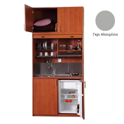 Πολυκουζίνα mini kitchen 125cm με πατάρι & αριστερή γούρνα απόχρωση γκρι για ξενώνες, γραφεία & φοιτητικά studio Πολυκουζίνα mini kitchen 125cm με πατάρι & αριστερή γούρνα απόχρωση γκρι για ξενώνες, γραφεία & φοιτητικά studio