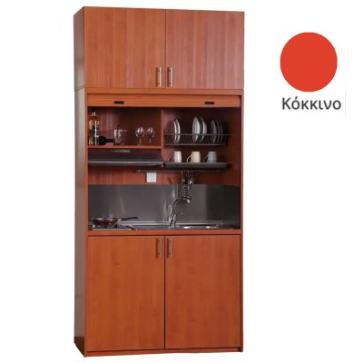 Πολυκουζίνα mini kitchen 125cm με πατάρι & αριστερή γούρνα απόχρωση κόκκινη για ξενώνες, γραφεία & φοιτητικά studio Πολυκουζίνα mini kitchen 125cm με πατάρι & αριστερή γούρνα απόχρωση κόκκινη για ξενώνες, γραφεία & φοιτητικά studio