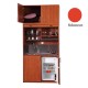 Πολυκουζίνα mini kitchen 125cm με πατάρι & αριστερή γούρνα απόχρωση κόκκινη για ξενώνες, γραφεία & φοιτητικά studio