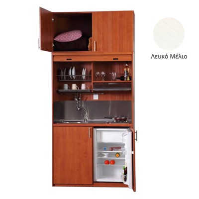 Πολυκουζίνα mini kitchen 125cm με πατάρι & αριστερή γούρνα απόχρωση λευκή για ξενώνες, γραφεία & φοιτητικά studio Πολυκουζίνα mini kitchen 125cm με πατάρι & αριστερή γούρνα απόχρωση λευκή για ξενώνες, γραφεία & φοιτητικά studio