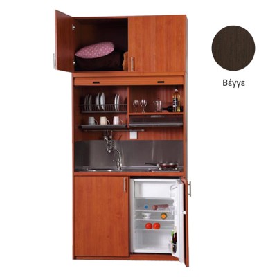 Πολυκουζίνα mini kitchen 125cm με πατάρι & αριστερή γούρνα απόχρωση βέγγε για ξενώνες, γραφεία & φοιτητικά studio Πολυκουζίνα mini kitchen 125cm με πατάρι & αριστερή γούρνα απόχρωση βέγγε για ξενώνες, γραφεία & φοιτητικά studio