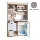 Πολυκουζίνα mini kitchen 125cm απόχρωση πατητή τσιμεντοκονία με αριστερή γούρνα για ξενώνες, γραφεία & φοιτητικά studio