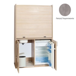 Πολυκουζίνα mini kitchen 125cm απόχρωση πατητή τσιμεντοκονία με αριστερή γούρνα για ξενώνες, γραφεία & φοιτητικά studio