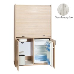 Πολυκουζίνα mini kitchen 125cm απόχρωση πεπαλαιωμένου με αριστερή γούρνα για ξενώνες, γραφεία & φοιτητικά studio