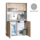 Πολυκουζίνα mini kitchen 125cm απόχρωση γκρι με δεξιά γούρνα και πορτάκια για ξενώνες, γραφεία & φοιτητικά studio