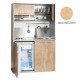 Πολυκουζίνα mini kitchen 125cm απόχρωση δρυς με δεξιά γούρνα και πορτάκια για ξενώνες, γραφεία & φοιτητικά studio