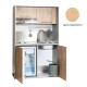 Πολυκουζίνα mini kitchen 125cm απόχρωση δρυς με δεξιά γούρνα και πορτάκια για ξενώνες, γραφεία & φοιτητικά studio