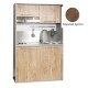 Πολυκουζίνα mini kitchen 125cm απόχρωση καρυδιάς με δεξιά γούρνα και πορτάκια για ξενώνες, γραφεία & φοιτητικά studio