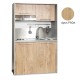 Πολυκουζίνα mini kitchen 125cm απόχρωση δρυς ρόζοι με δεξιά γούρνα και πορτάκια για ξενώνες, γραφεία & φοιτητικά studio