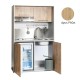 Πολυκουζίνα mini kitchen 125cm απόχρωση δρυς ρόζοι με δεξιά γούρνα και πορτάκια για ξενώνες, γραφεία & φοιτητικά studio