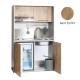 Πολυκουζίνα mini kitchen 125cm απόχρωση δρυς sychro με δεξιά γούρνα και πορτάκια για ξενώνες, γραφεία & φοιτητικά studio