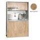 Πολυκουζίνα mini kitchen 125cm απόχρωση δρυς sychro με δεξιά γούρνα και πορτάκια για ξενώνες, γραφεία & φοιτητικά studio