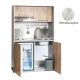 Πολυκουζίνα mini kitchen 125cm απόχρωση πεπαλαιωμένου με δεξιά γούρνα και πορτάκια για ξενώνες, γραφεία & φοιτητικά studio