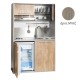 Πολυκουζίνα mini kitchen 125cm απόχρωση δρυς μπεζ με δεξιά γούρνα και πορτάκια για ξενώνες, γραφεία & φοιτητικά studio