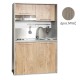 Πολυκουζίνα mini kitchen 125cm απόχρωση δρυς μπεζ με δεξιά γούρνα και πορτάκια για ξενώνες, γραφεία & φοιτητικά studio