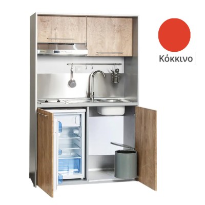 Πολυκουζίνα mini kitchen 125cm απόχρωση κόκκινη με δεξιά γούρνα και πορτάκια για ξενώνες, γραφεία & φοιτητικά studio Πολυκουζίνα mini kitchen 125cm απόχρωση κόκκινη με δεξιά γούρνα και πορτάκια για ξενώνες, γραφεία & φοιτητικά studio