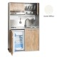 Πολυκουζίνα mini kitchen 125cm απόχρωση λευκή με δεξιά γούρνα και πορτάκια για ξενώνες, γραφεία & φοιτητικά studio
