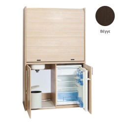 Πολυκουζίνα mini kitchen 125cm απόχρωση βέγγε με αριστερή γούρνα για ξενώνες, γραφεία & φοιτητικά studio