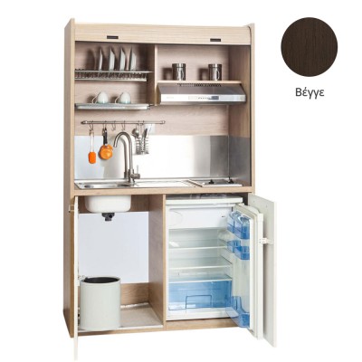 Πολυκουζίνα mini kitchen 125cm απόχρωση βέγγε με αριστερή γούρνα για ξενώνες, γραφεία & φοιτητικά studio Πολυκουζίνα mini kitchen 125cm απόχρωση βέγγε με αριστερή γούρνα για ξενώνες, γραφεία & φοιτητικά studio