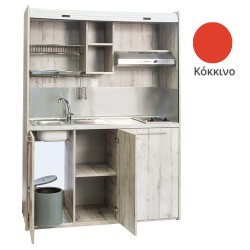 Πολυκουζίνα mini kitchen 160cm απόχρωση κόκκινη για ξενώνες, γραφεία & φοιτητικά studio