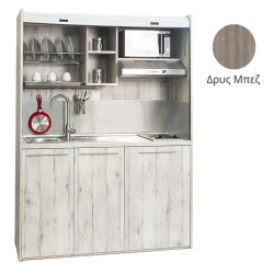 Πολυκουζίνα mini kitchen 160cm απόχρωση δρυς μπεζ για ξενώνες, γραφεία & φοιτητικά studio Πολυκουζίνα mini kitchen 160cm απόχρωση δρυς μπεζ για ξενώνες, γραφεία & φοιτητικά studio