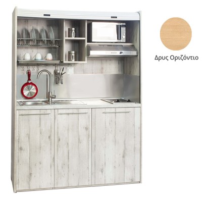Πολυκουζίνα mini kitchen 160cm απόχρωση δρυς για ξενώνες, γραφεία & φοιτητικά studio Πολυκουζίνα mini kitchen 160cm απόχρωση δρυς για ξενώνες, γραφεία & φοιτητικά studio