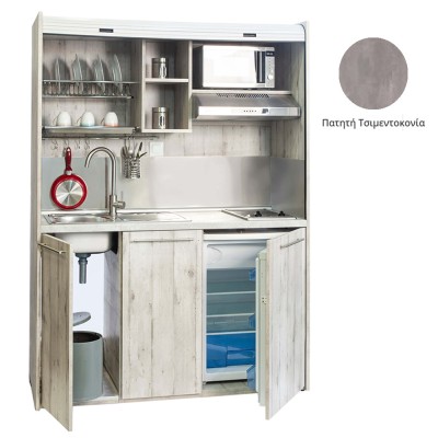 Πολυκουζίνα mini kitchen 160cm απόχρωση πατητή τσιμεντοκονία για ξενώνες, γραφεία & φοιτητικά studio Πολυκουζίνα mini kitchen 160cm απόχρωση πατητή τσιμεντοκονία για ξενώνες, γραφεία & φοιτητικά studio