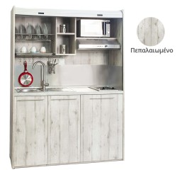 Πολυκουζίνα mini kitchen 160cm απόχρωση πεπαλαιωμένου για ξενώνες, γραφεία & φοιτητικά studio Πολυκουζίνα mini kitchen 160cm απόχρωση πεπαλαιωμένου για ξενώνες, γραφεία & φοιτητικά studio