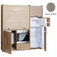 Πολυκουζίνα mini kitchen 190cm με μεγάλο ψυγείο & μεγάλο φούρνο απόχρωση δρυς μπεζ για γραφεία, studios & καταλύματα airbnb