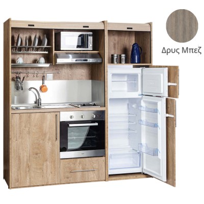 Πολυκουζίνα mini kitchen 190cm με μεγάλο ψυγείο & μεγάλο φούρνο απόχρωση δρυς μπεζ για γραφεία, studios & καταλύματα airbnb Πολυκουζίνα mini kitchen 190cm με μεγάλο ψυγείο & μεγάλο φούρνο απόχρωση δρυς μπεζ για γραφεία, studios & καταλύματα airbnb
