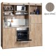Πολυκουζίνα mini kitchen 190cm με μεγάλο ψυγείο & μεγάλο φούρνο απόχρωση δρυς μπεζ για γραφεία, studios & καταλύματα airbnb
