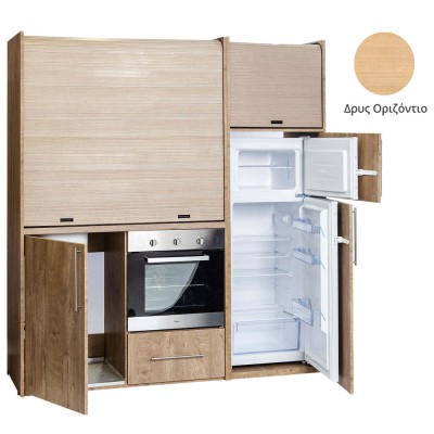Πολυκουζίνα mini kitchen 190cm με μεγάλο ψυγείο & μεγάλο φούρνο απόχρωση δρυς για γραφεία, studios & καταλύματα airbnb Πολυκουζίνα mini kitchen 190cm με μεγάλο ψυγείο & μεγάλο φούρνο απόχρωση δρυς για γραφεία, studios & καταλύματα airbnb