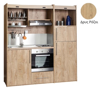 Πολυκουζίνα mini kitchen 190cm με μεγάλο ψυγείο & μεγάλο φούρνο απόχρωση δρυς ρόζοι για γραφεία, studios & καταλύματα airbnb Πολυκουζίνα mini kitchen 190cm με μεγάλο ψυγείο & μεγάλο φούρνο απόχρωση δρυς ρόζοι για γραφεία, studios & καταλύματα airbnb
